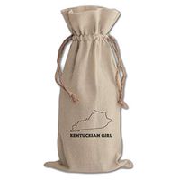 Kentuckian Girl Kentucky Cotton Canvas Wine Bag, Cotton Drawstring Wine Pouch