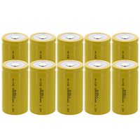 10x Exell D Size 1.2V 5000mAh NiCD Flat Top Rechargeable Batteries for meters, radios, hybrid automobiles, high power static applications (Telecoms, UPS and Smart grid), radio controlled devices