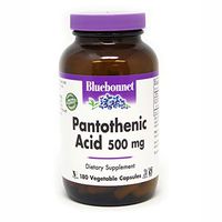 Bluebonnet Pantothenic Acid 500 mg Vegetable Capsules, 180 Count