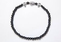 Magnetic Therapy Bracelet Faith & Cross Stretch Black & Silver (Size Medium - 7.5")