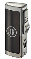 Personalized Visol Aleus Black Matte Triple Jet Cigar Lighter with Built-in Punch - Free Engraving (Two Initial)