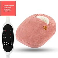 MAG.AL Plug in Warm Foot Treasure Electric Shoes Foot Warmer Heated Shoes Plush Electro-Thermal Warm Shoes Office Warm Foot Pad 2 Piece, Pink,2533Cm