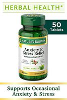 Nature's Bounty Anxiety and Stress Relief, Contains Ashwagandha and L-Theanine for Occasional Anxiety and Stress*, 50 Tablets