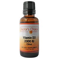 Doctor’s Choice Vitamin D3 2000 IU Citrus Liquid Herbal Supplement with Orange and Lemon Essential Oils, 30ml, Kosher – Premium Quality – Glass Bottle.