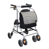 TYJ-USA Elderly Walker Toddler Rehabilitation Exercise Collapsible Sitting Cart Old Shopping Cart Four Wheels Shopping Cart Care for Parents' Gifts (Color : Black, Size : 62.552cm)