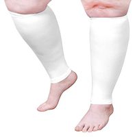 Unisex Adult Extra Wide Moderate Compression Calf Sleeves, Petite Height (Under 5'6") - White