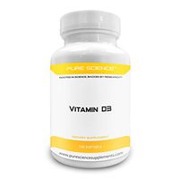 Pure Science Vitamin D3 5000 IU with 5mg BioPerine® (Natural Bioavailability Enhancer for better absorption) – Strengthens Bones & Teeth, Improves Muscle Function – 100 Softgel