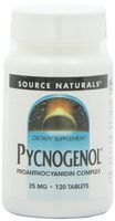 Source Naturals Pycnogenol 25mg Proanthocyanidin Complex Herbal Antioxidant and Anti-Infammatory French Maritime Pine Bark Extract Promotes Vascular Health - 120 Tablets