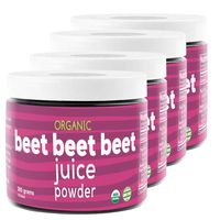 Beet Beet Beet - Organic Beet Juice Powder Supports Blood Pressure, Cholesterol Levels - Pure USA Grown - No Additives or Flavors - Superfood Supplement with Nitric Oxide Boosting Nutrients - 4 Jars