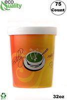 [75 Count] 32 oz Disposable Paper Soup Containers with Lids Combo - Quart Ice Cream Containers, Frozen Yogurt Cups, Restaurant, Microwavable, Take Out, to Go Deli Containers, Recyclable