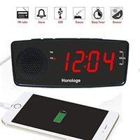 Digital LED USB Alarm Clock Radio with FM Radio, Dual USB Chargers, Large 1.2" Display, Snooze, Sleep Timer, Dimmer and Battery Backup for bedrooms