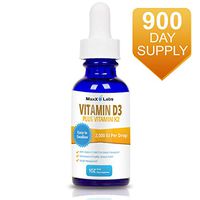 Vitamin D3 Liquid Drops with Vitamin K2 MK7 - New - Full 2000IU Per Drop - Vitamin D 2000 IU Effective, Safe - 4-5 Times Stronger Than Other Brands - 900 Doses in 1 Oz Dropper Bottle