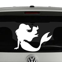 Mermaid Ariel - Vinyl 4" tall (Color: WHITE) decal laptop tablet skateboard car windows stickers