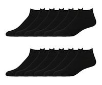 2ND DATE Premium Cotton Diabetic Ankle Socks - Black-9-11-Pack of 12