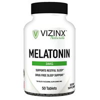 Vizinx Melatonin 3 mg/50 Tablets, Support Restful Sleep Naturally. It Helps You Fall Asleep Fast and Sleep Longer. You Will Wake up Refreshed, Energized, and Ready to Start Your Day.