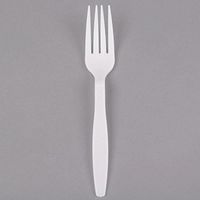 Disposables Heavy Weight Strong Construction White Plastic Fork For Restaurant Food Court Office Snack Room Cafe Dining Commerical Cafeteria To Go Take Out Catering Utensil - 100/Pack