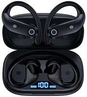 OKEEFE Bluetooth Headphones 48Hrs Playback Wireless Earbuds with Wireless Charging Case and Earhooks Over Ear Waterproof Earphones with Mic for Sports Running Workout iOS Android TV Phone Laptop Black