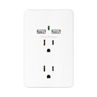 Commercial Electric 2-AC Outlet 2-USB 4.2 Amp Shared, White
