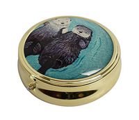YunShop Two Lovely Sea OtterCustom Image Stainless Steel Gold Glass Pill Case Portable Pocket Travel Pill Box Storage Container