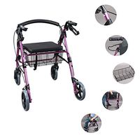 LTLHXM Lightweight Folding 4 Wheel Rollator Walking Frame with Padded Seat Lockable Brakes Ergonomic Handles and Tray Basket Limited Mobility Aid Walker 78-90Cm