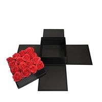 2019 New Design Square Box Inner Have Two Floors Heart Shape Flower Boxes,Wedding/Birthday Party Gift Box (Black)