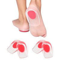 iBesun 2 Pairs Silicone Gel Heel Cups Plantar Fasciitis Inserts - Heel Pads for Sore Heel Pain, Bone Spur & Achilles Pain - Pad & Shock Absorbing Support (Red, Large)