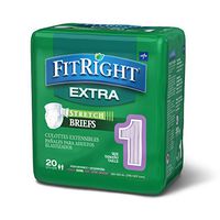 FitRight Stretch Extra Adult Diapers, Disposable Incontinence Briefs with Tabs, Moderate Absorbency,  Medium, 30"-52", 4 packs of 20 (80 total)