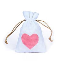 10x14cm/3.9"x5.5" 50pcs Natural Burlap Jute Bag Red Heart Pattern Sack Pouch Baby Shower Wedding Gift Bag Candy Bag DIY Craft Jewelry Pouch, Party Favors (Pink Heart, Jute String)