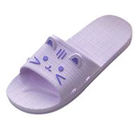 Women Shower Slippers Cat Ears Indoor Outdoor Pool Beach Bath Slides Sandals Non-Slip Cozy Home Shoes Purple
