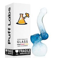 Labs Glass Water Bub Device with a Carb 5 inch Dark Turquoise and White