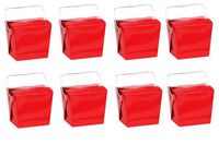Cakesupplyshop Packaged 8 Large Glossy Red Chinese Take Out Boxes Quart Size Party Favor and Food Pail