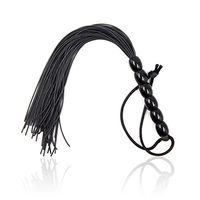 a-YUEYUE Silicone Whip Flogger with Tassels Handle Riding Crop for Couple Play - Black