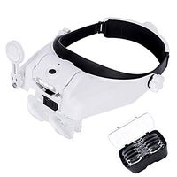 USB Handsfree Head Mount Magnifier-3LED Lamp,6 Lenses Included (1.0X - 8.0X) for Reading,Electronics,Watch Repair, Jewelry
