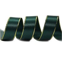 CENFRY Pack of 1pc 100yards Width in 0.9inch DIY Gift Wrapping Satin Gold-Rimmed Webbing Ribbon Party Decoration Wedding Decoration Ribbon (Christmas Green)