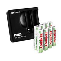 Tenergy TN142 Charger and Rechargeable NiMH AA/AAA Combo, 2-Bay Fast Charger + 4xAA & 4xAAA NiMH Low Self-Discharge Centura Rechargeable Batteries