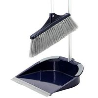 Broom and Dustpan With Long Handle Telescopic Up Aluminum Alloy Rod Extra Long Handle Broom Set Non-Slip Handle Soft Brush Broom And Dustpan Used For Home Kitchen Office Garden