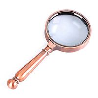 Magnifying Glass, Magnification 8 Times, Hand-held Magnifying Glass Bronze Metal Handle, Optical Glass Imaging Clear for The Elderly to Read Newspapers Lens Diameter: 70mm Magnifier