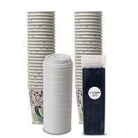 Dixie PerfecTouch WiseSize Coffee Design Insulated Paper Cup, 12oz Cups, Lids, and DuraCasa Drinking/Stirring Straws Bundle (12 oz, 50 Cups, 50 Lids 50 Straws)