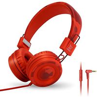 Yomuse C89 On Ear Foldable Headphones w/ Microphone, Adjustable Headband for Kids Adults, iPhone iPad iPod Computers Tablets SmartPhones DVD, Camo Red