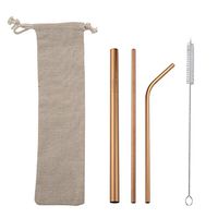 Braceus 3Pcs Stainless Steel Smoothie Coffee Drinking Straw Tableware Set with Brush 8#