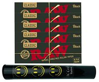 Herb Airtight Tube Pocket Protector with Raw Black Natural Rolling Papers 5 Count DC Crafts Nation- Happy Face