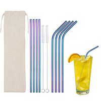 Multicolor Metal Straws,Reusable Straws Stainless Steel Drinking Straws with a Storage Bag(4 Straight + 4 Bent + 2 Brushes)