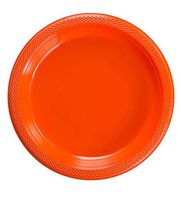 Exquisite Plastic Dessert/Salad Plates - Solid Color Disposable Plates - 100 Count (10 Inch, Orange)
