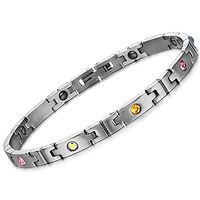 Women's Magnetic Stainless Steel Bracelet with Fancy Colorful Rhinestone CZ Anti-Fatigue Anti-rediation Therapyin a Gift Box-BR218
