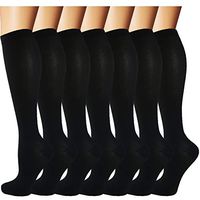 7 Pairs Compression Socks for Men Women 20-30 mmHg Knee High Stockings for Nurse Athletic Sports Travel Medical Pregnanc (01-Black（7 Pairs）, Large/X-Large)
