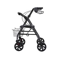 LSY@ Walker, Four Rounds Old Man Trolley Can Sit Grocery Shopping Scooter Shopping Moped Light Fold Disabled Walk Auxiliary with Seat Walker Foldable Black