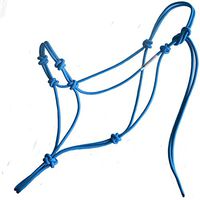 Horse Rope Training Halter - 4 Knot from 1/4" Stiff Polyester Halter Cord - Size Rope Most Trainers Use! Weanling, Yearling, Small, Arab, Standard, Large, and Draft Sizes (Blue, Small)