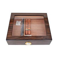 Cigar Humidors Box Cedar cigar box cigar moisturizing cigarette case, large capacity 30 bar glass top with hygrometer and humidifier constant temperature and humidity storage portable, men's gift box