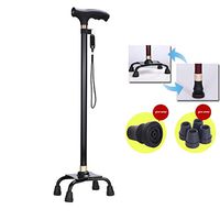 ZSH-GZ LED Light Aluminium Walking Stick with Rubber Ferrule Adjustable Walking Cane for Men Women Arthritis Seniors Disabled and Elderly（Black） (Color : Black)