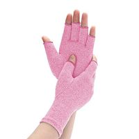 Arthritis Compression Gloves Relieve Pain from Rheumatoid, RSI, Carpal Tunnel, Rheumatiod, Tendonitis, Hand Gloves Fingerless for Dailywork - Open Finger (Pink, L)